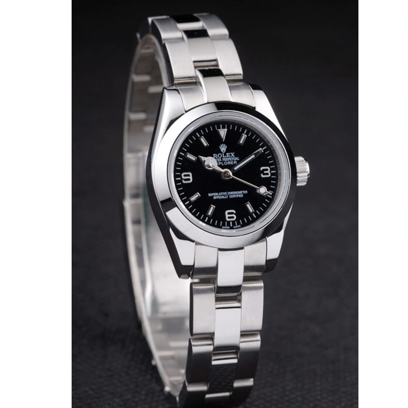 Aaa replica Polished Explorer 98089 Black Stainless Rolex Steel Dial 1013